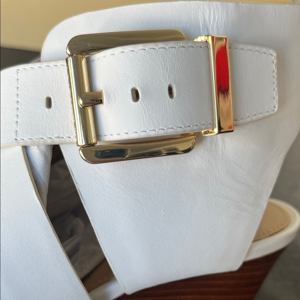 Michael Kors Adriana Optic White Leather Sandals Sz-7 - Picture 7 of 10